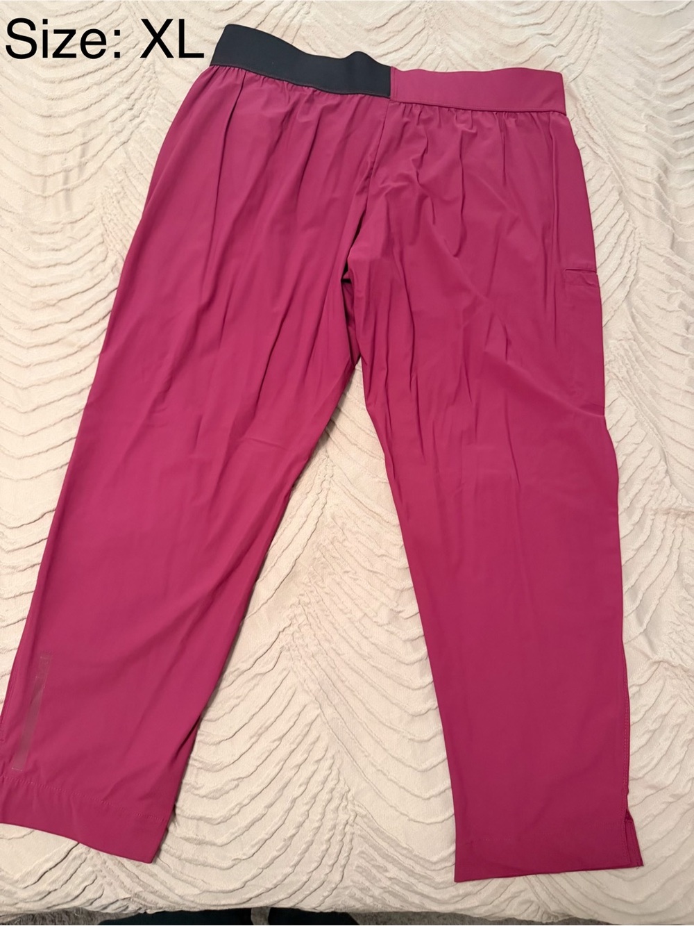 Grey's Anatomy Magenta Straight-Leg Scrub Pants with Black Waistband